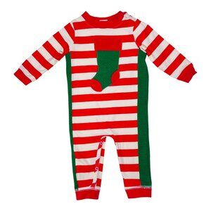 Ricrac & Ruffles Baby Boy Holiday Christmas Stocking Appliqué Romper Outfit 12m